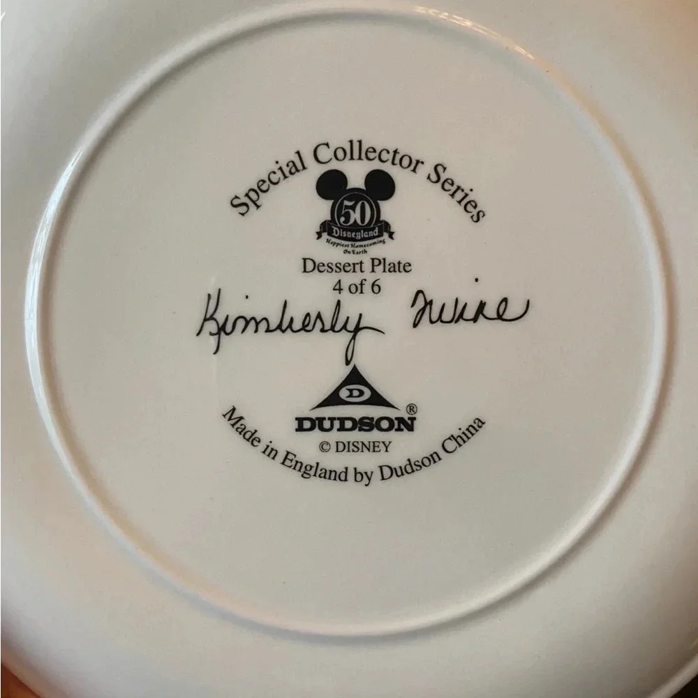 Disneyland 50th Anniversary Dudson Collector Dessert Plates - Set of 2